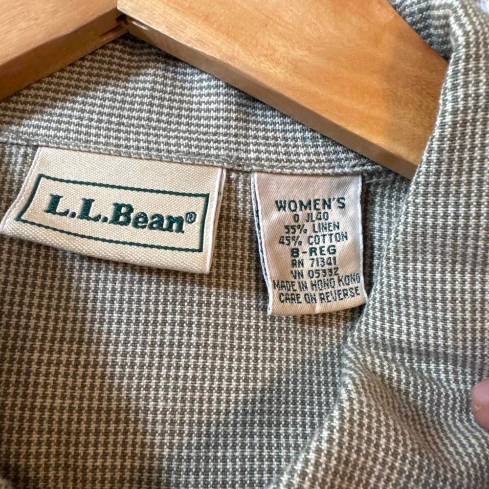 Vintage L.L. Bean 100% Linen Sleeveless Shirt Dress Midi Sage Green - Picture 3 of 6
